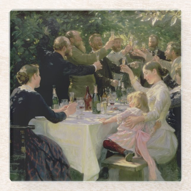 Hip Hip Hurrah! Artists' Party at Skagen, 1888 Glass Coaster (Front)