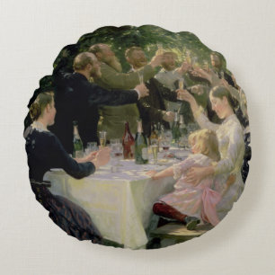 Hip Hip Hurrah! Artists' Party at Skagen, 1888 Round Pillow