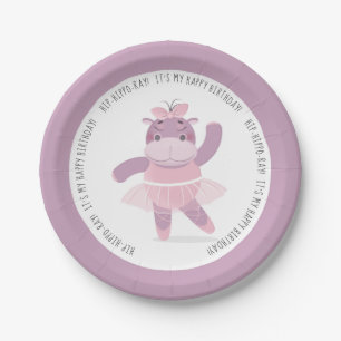 Hip Hippo Ray Hippo Ballerina Paper Plate