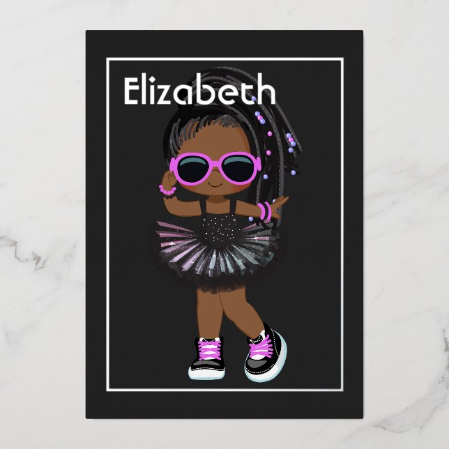 Hip hop African American Birthday Foil Invitation (Recto)