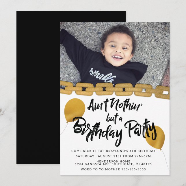Hip hop Anniversaire Fête Photo Invitation (Devant / Derrière)