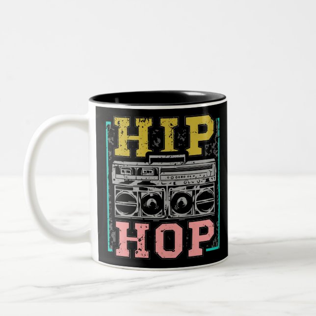 Hip Hop Artists Cassettes Old School Rap Two-Tone Coffee Mug (Left)
