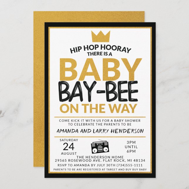 Hip Hop Baby Shower Invitation (Front/Back)