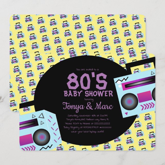Hip hop Baby shower Party Musique Invitation (Devant / Derrière)