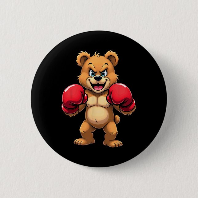 Hip Hop Bear Boxing Kickboxing  2 Inch Round Button (Front)