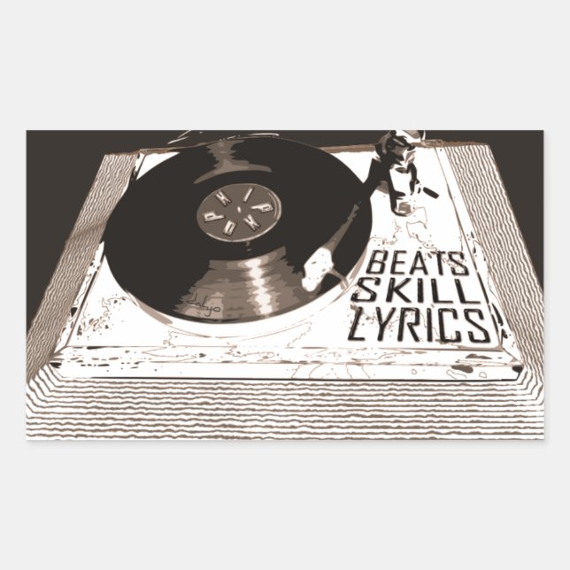 HIP HOP BEATS SKILL LYRICS ON TURNTABLE STICKER (Front)