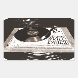 HIP HOP BEATS SKILL LYRICS ON TURNTABLE STICKER
