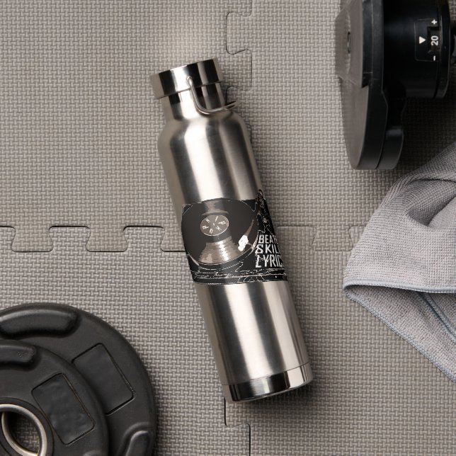 HIP HOP BEATS SKILL LYRICS RECORD PLAYER WATER BOTTLE (Gym)