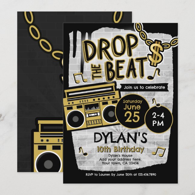 Hip Hop Birthday Invitation (Front/Back)