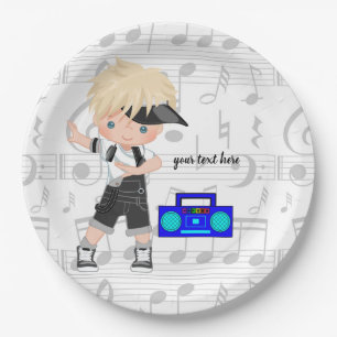 Hip hop boy paper plate