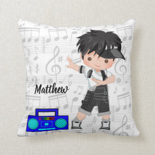 Hip hop boy throw pillow