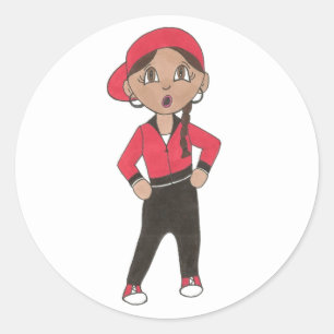 Hip Hop Breakdance Jazz Girl Dancer Dance Recital Classic Round Sticker