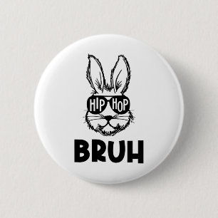 Hip Hop Bruh Meme Easter Bunny Face Sungles Men Bo 2 Inch Round Button