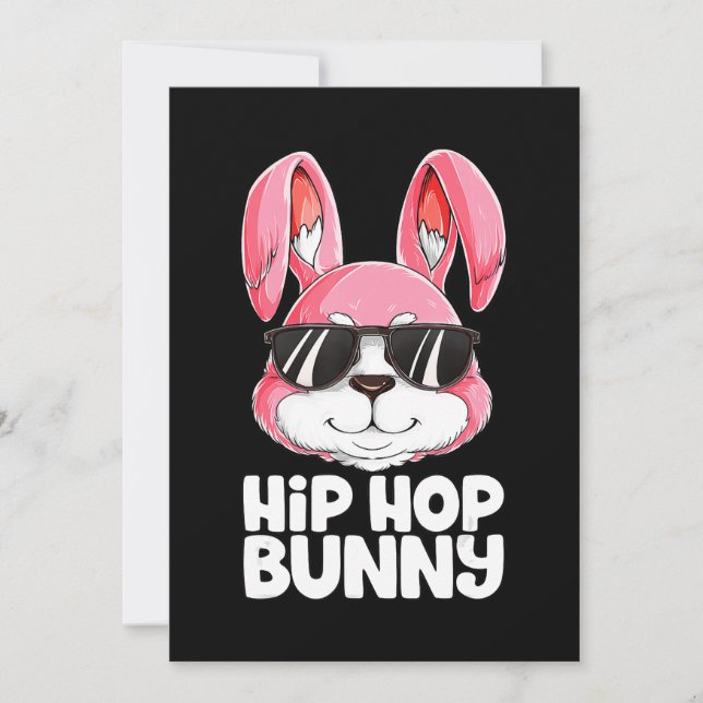 Hip Hop Bunny Easter Boys Girls Kids Men Rabbit Holiday Card (Front)