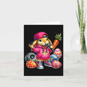 Hip Hop Bunny Easter Eggs Microphone Vibe  Card