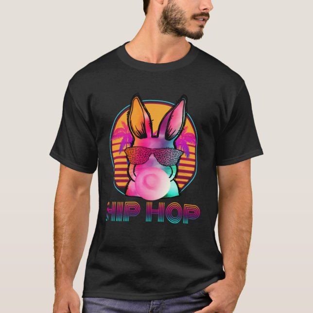 Hip Hop Bunny With Sunglasses Cute Easter  Rabbit  T-Shirt (Front)