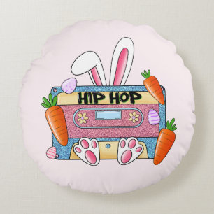 Hip Hop Cassette Tape Bunny Round Pillow