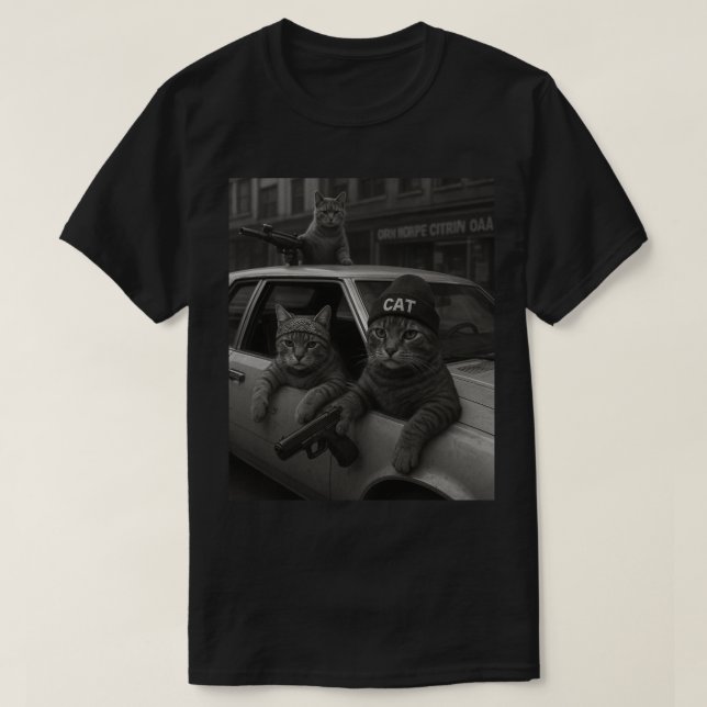 Hip Hop Cat Gang Realistic Artwork, Cool Cat Lover T-Shirt (Design Front)