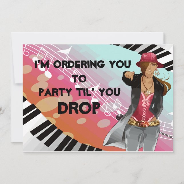 Hip Hop Chick Raver Invitation (Front)