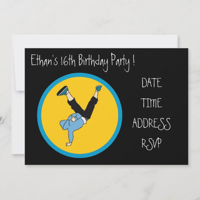 Hip Hop cool teenage boys birthday party Invitation (Front)