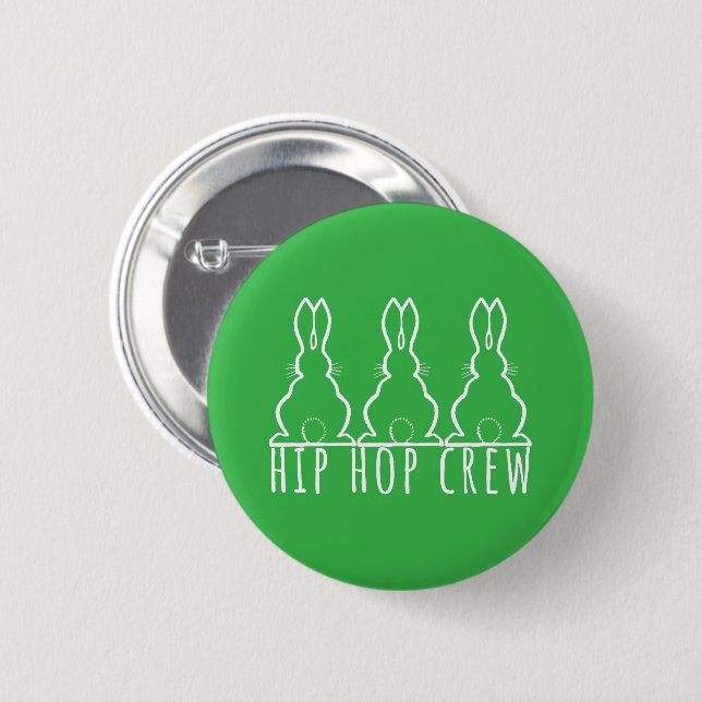 Hip Hop Crew Cute Bunny Rabbits 2 Inch Round Button (Front & Back)