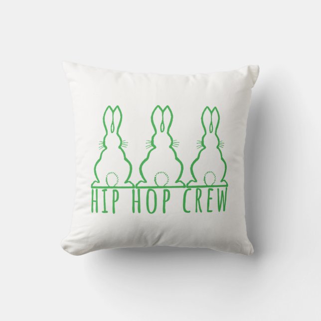 Hip Hop Crew Cute Bunny Rabbits Throw Pillow (Front)