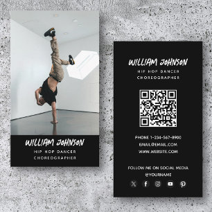 Hip Hop Dancer Modern Photo Social Media QR Code Business Card