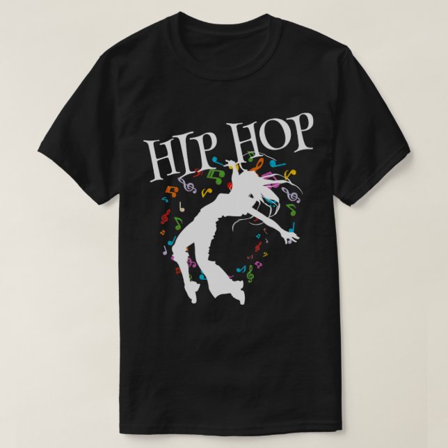 Hip Hop Dancer Musical Notes T-Shirt (Design Front)
