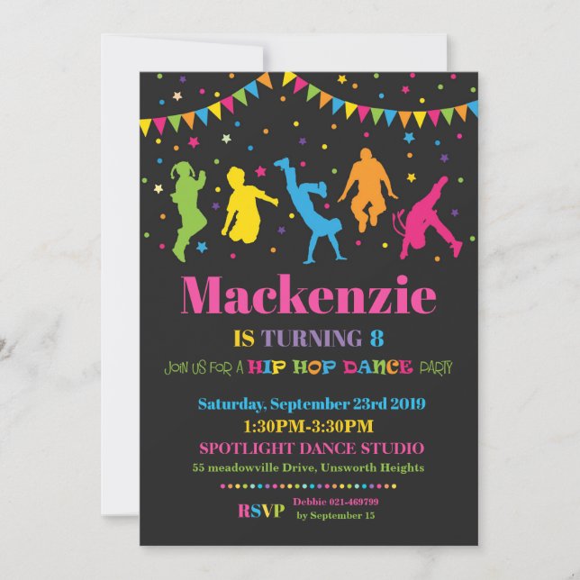 Hip hop Danse Invitation Fête d'anniversaire (Devant)