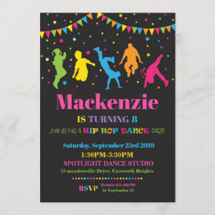 Hip hop Danse Invitation Fête d'anniversaire