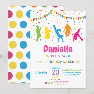 Hip hop Danse Invitation Fête d'anniversaire