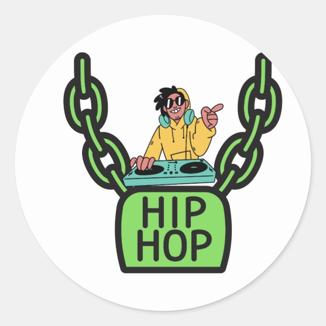 Hip Hop DJ Chain Lock Graphic Sticker |  (Front)