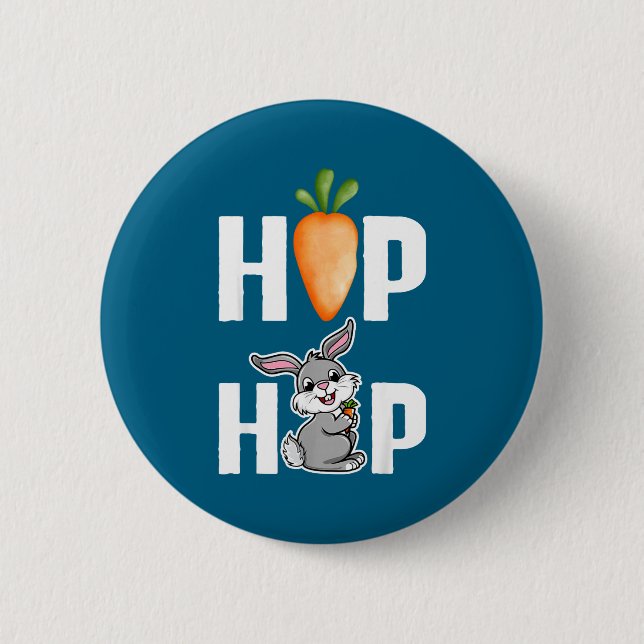 Hip Hop Easter Bunny Illustration 2 Inch Round Button (Front)