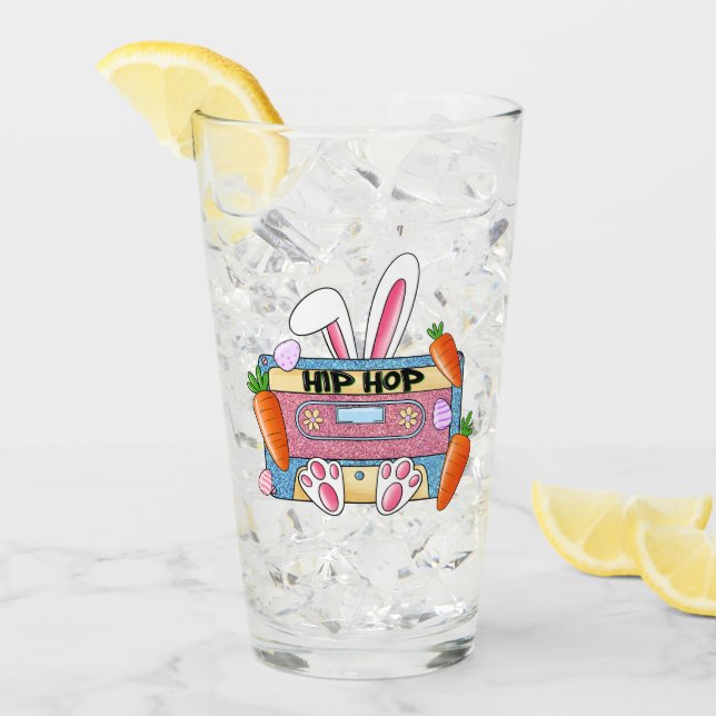 Hip-Hop Easter Bunny Mixtape – Retro Cassette Glass (Front Ice)