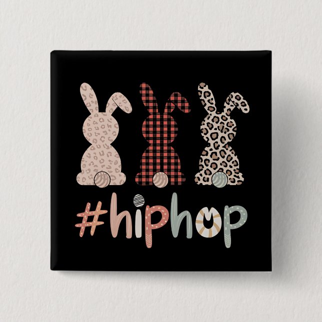 Hip Hop Easter Bunny Spring Cute 2 Inch Square Button (Front)