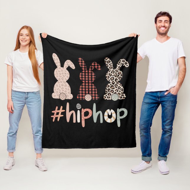 Hip Hop Easter Bunny Spring Cute Fleece Blanket (In Situ)