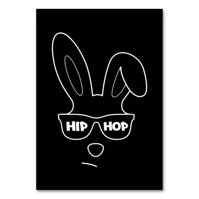 Hip Hop Easter Bunny With Sunglasses Funny Easter Table Number (Front)
