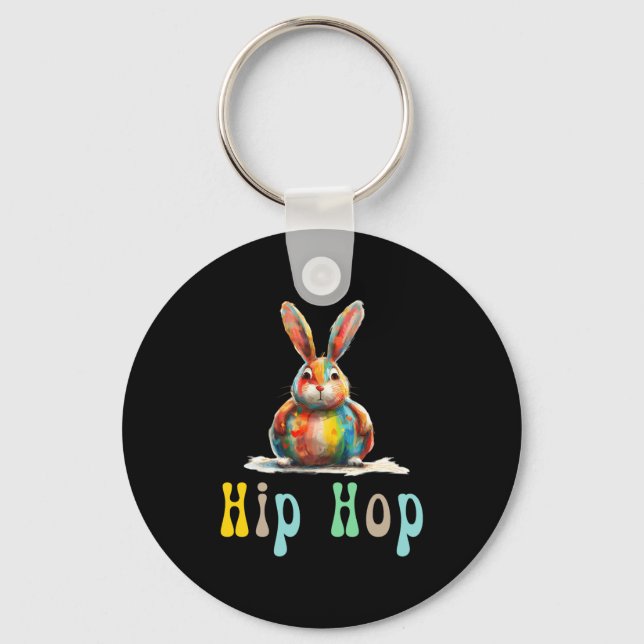 Hip Hop Easter Funny Easter Bunny T Shirt  Keychain (Front)