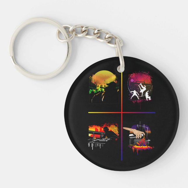 Hip Hop Elements Acrylic Keychain Colourful Urban (Front)