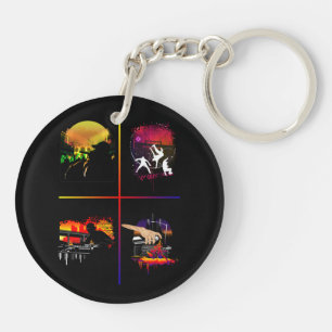 Hip Hop Elements Keychain MC DJ Breakdance