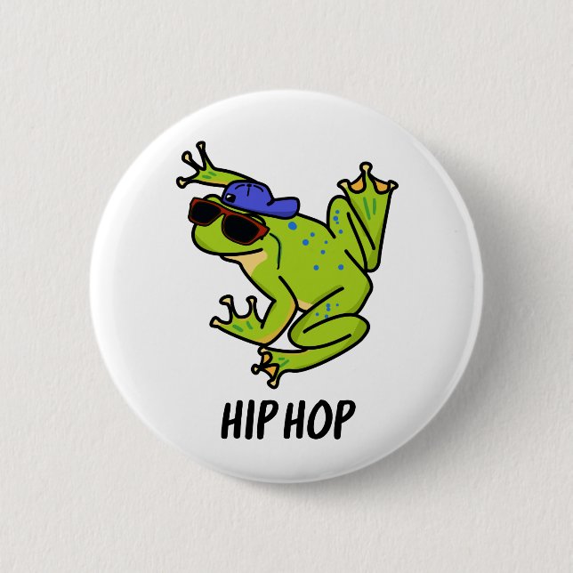 Hip Hop Funny Hopping Frog Pun 2 Inch Round Button (Front)