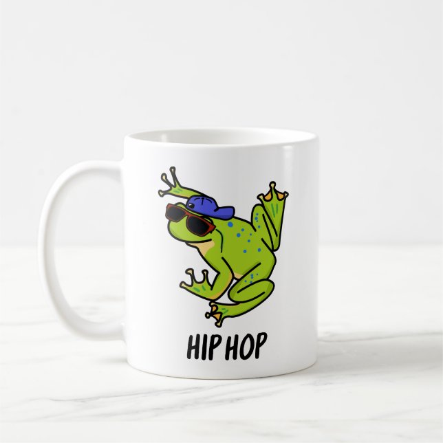 Hip Hop Funny Hopping Frog Pun Coffee Mug (Left)