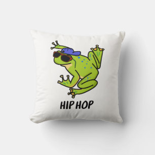 Hip Hop Funny Hopping Frog Pun Throw Pillow