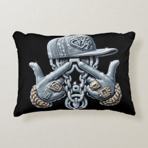 Hip Hop Gangster bling Rapper Accent Pillow