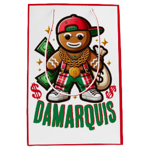 Hip Hop Gingerbread Man Swag Christmas  Medium Gift Bag
