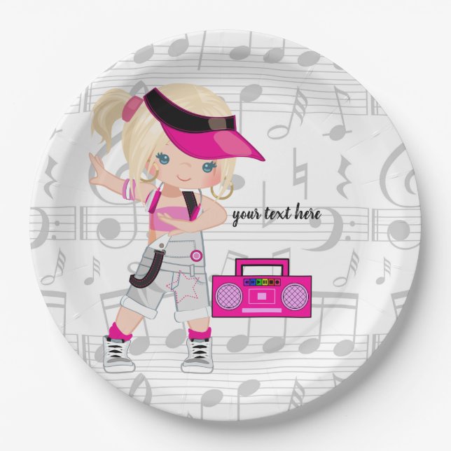 Hip hop girl paper plate (Front)