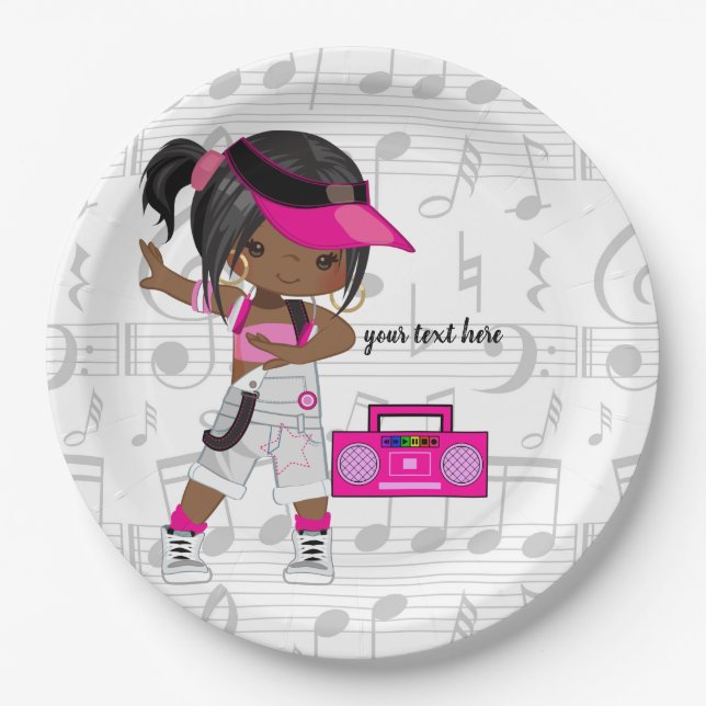 Hip hop girl paper plate (Front)