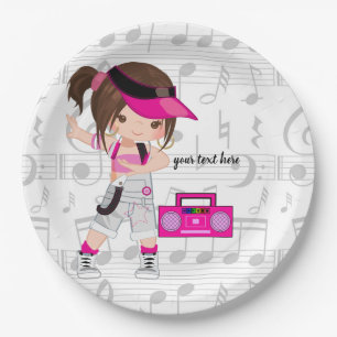 Hip hop girl paper plate