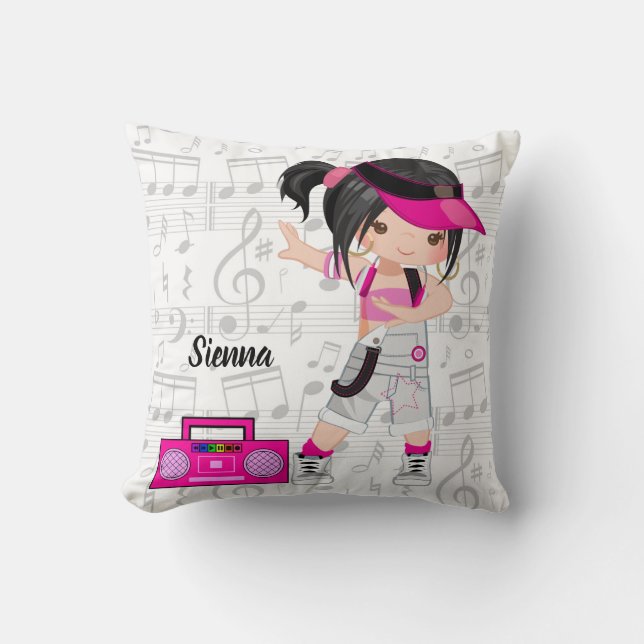Hip hop girl throw pillow (Front)
