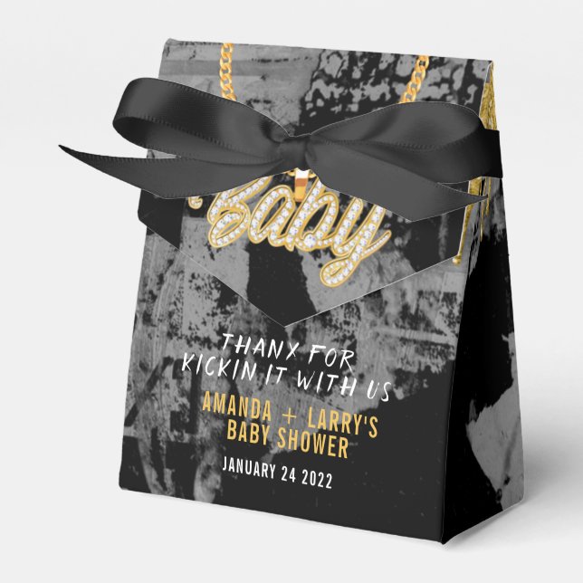 Hip Hop Gold Chain Baby Shower Favor Box (Front Side)